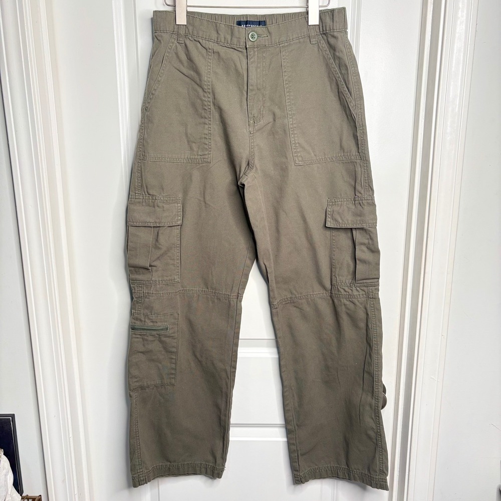 Y2K Aeropostale Utility Cargo Pants Olive Green Cotton‎ Straight Leg Mens Medium